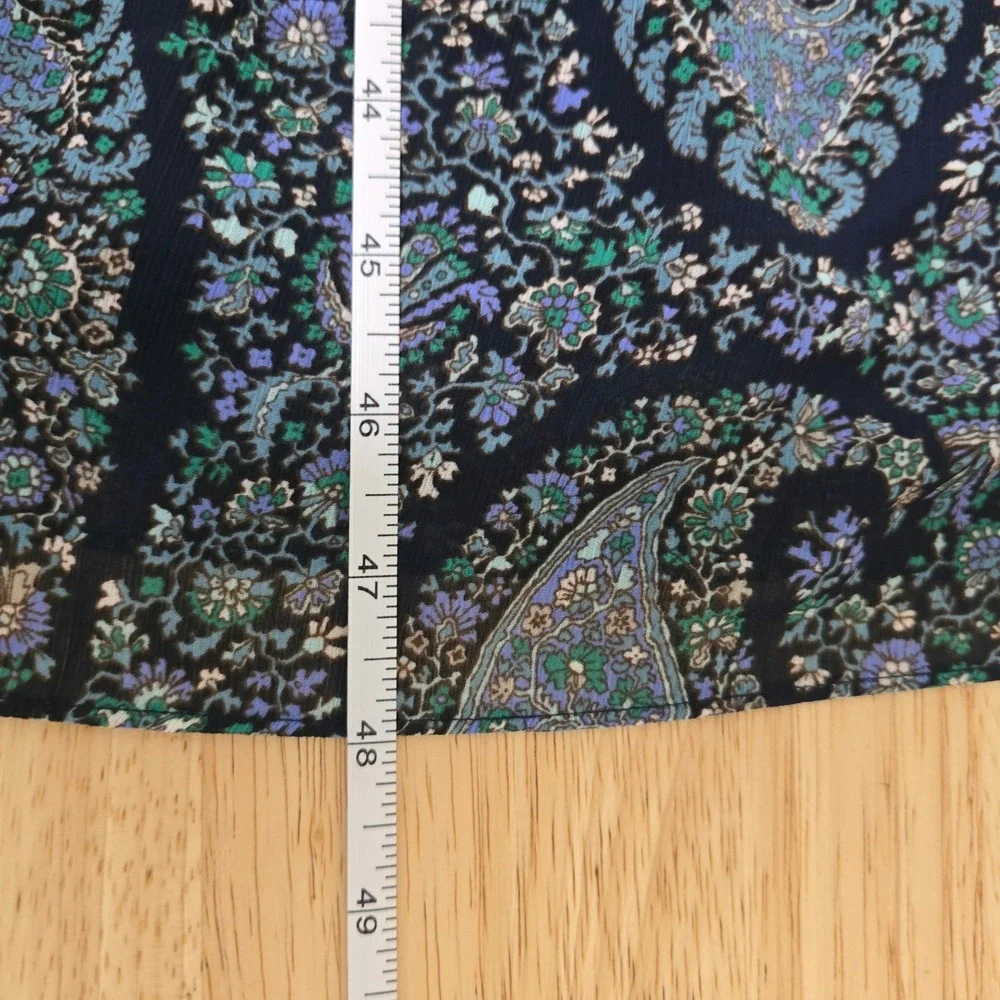 J. Crew Paisley Print Ruffle Sleeve Midi Dress Navy‎ Blue Women's Size 0